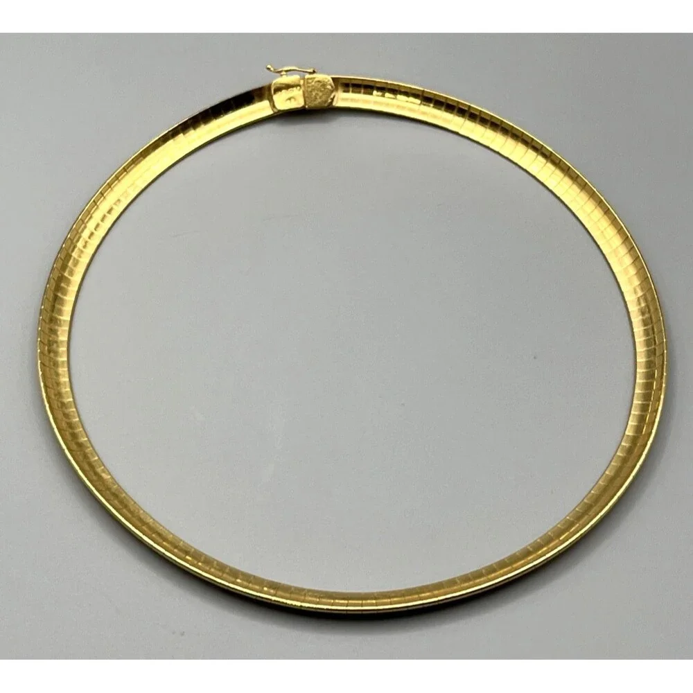 Vtg 1980s Gold Overlay Wide Articulated Omega Chain Collar Necklace